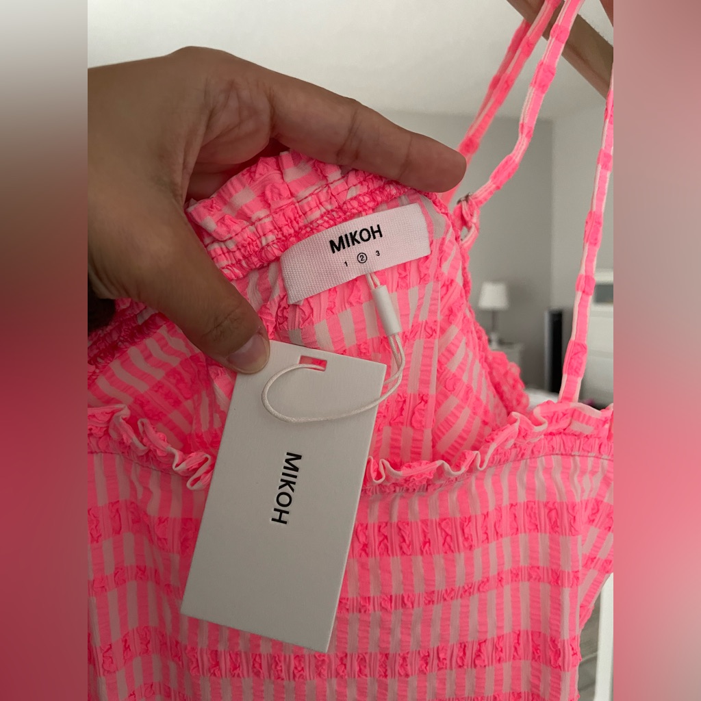 Mikoh Nami Punch Pink Smocked Mini Dress Nwt Size 2 — image 6 of 6